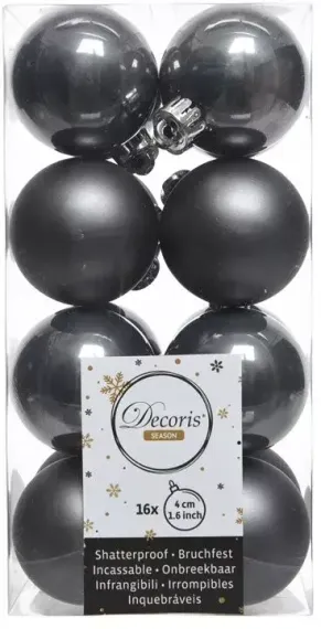 Набор пластиковых шаров Милена 40 мм, стальной, 16 шт, Kaemingk (021735)