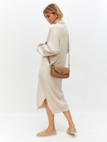 Сумка кожаная на плечо кросс-боди капучино