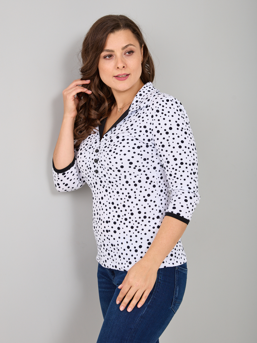 Блузка БЛ-015/белыйгорох