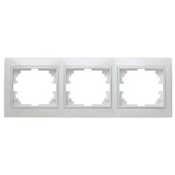 Рамка для розеток и выключателей Intro Plano 1-503-01 на 3 поста горизонтальная, СУ, белый
