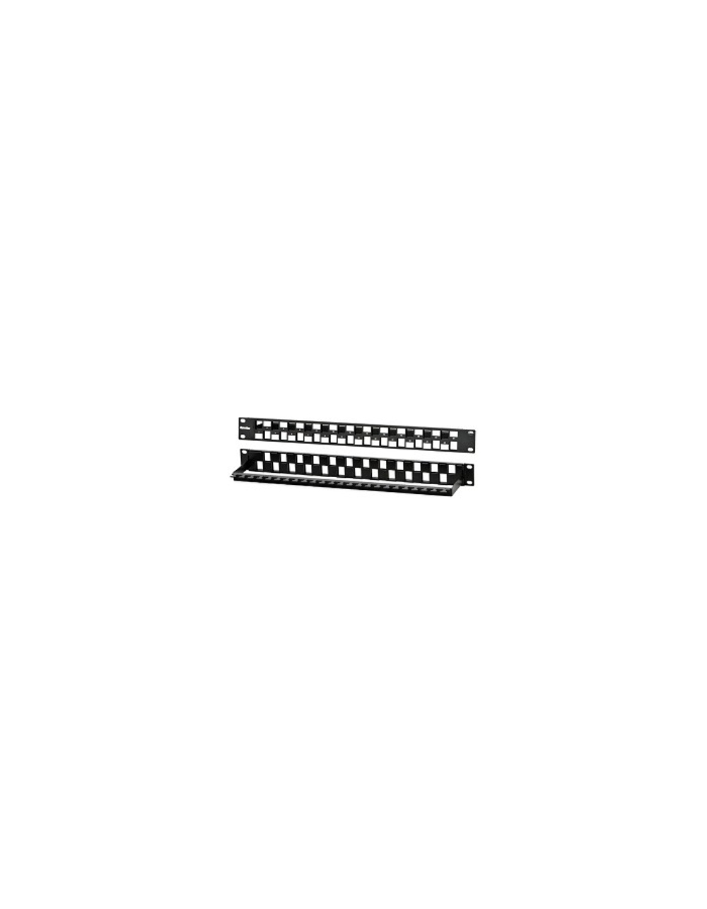 Накладка Hyperline PPBL3-19-24S-RM Модульная патч-панель 19", 24 порта, Flat Type, 1U, для модулей Keystone Jack, с задним кабельным организатором (без модулей)