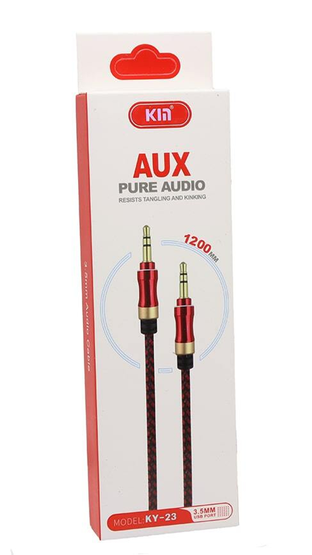 Кабель AUX KIN KY-23 (красный) 1.2м