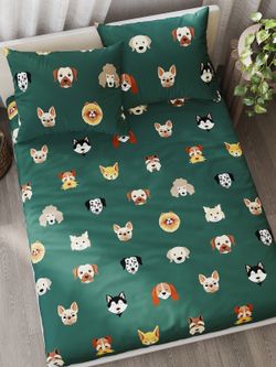 Постельное белье перкаль Сказка "Dogs " 2-спальное Наволочка 50х70 см 2 шт Простынь на резинке 160x200 см Пододеяльник 175x215 см