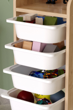 Стеллаж DERYA с 5 выдвижными ящиками - дуб