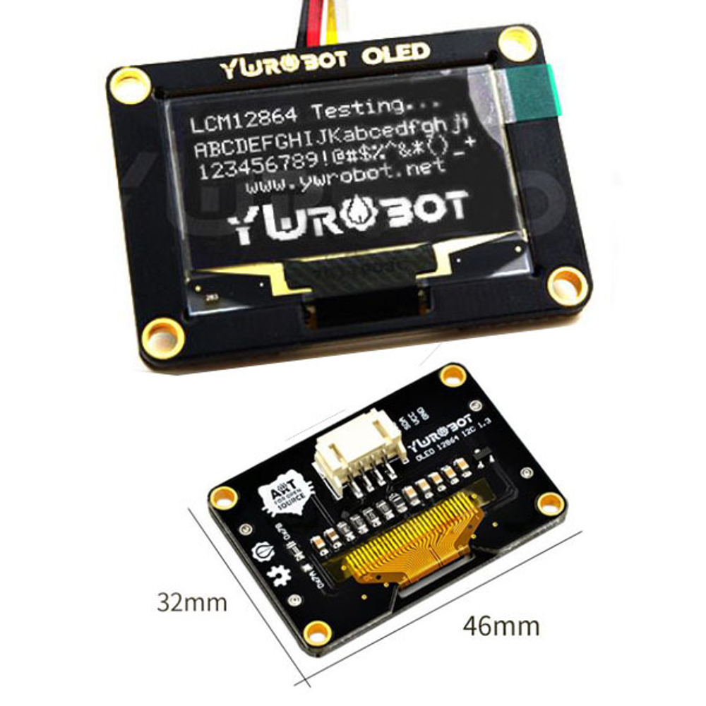 Дисплей белый 0.96" I2C OLED-YwRobot