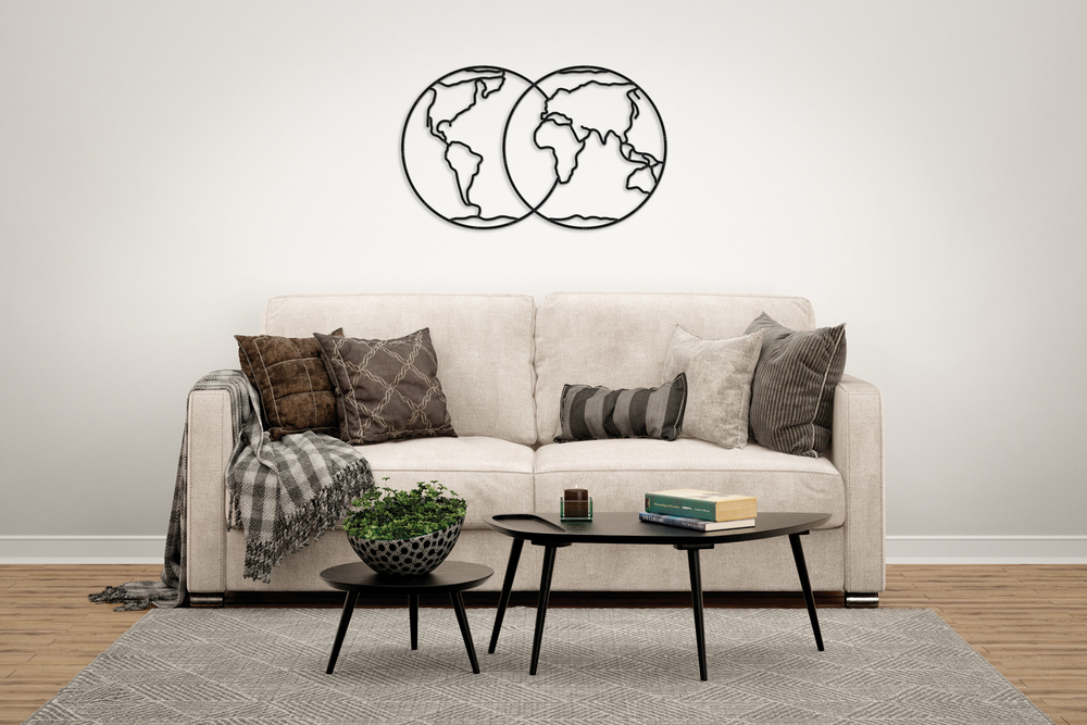 Деревянный декор настенный, панно, сборная модель EWA Design Полушария Земли