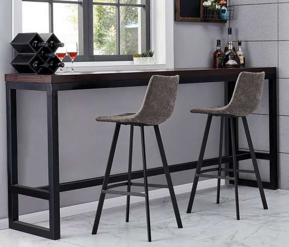 Барный стул Netro 76 см, серый на черных металлических ножках | Купить в Hallberg.ru