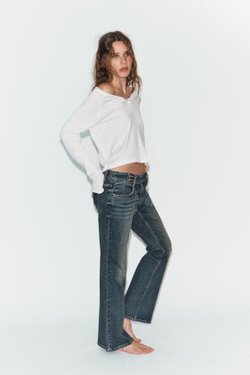 ZARA ДЖИНСЫ TRF BOOTCUT С НИЗКОЙ ПОСАДКОЙ, СИНИЙ