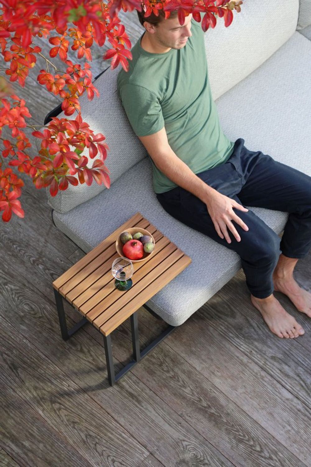 Amal, стол антрацит/натуральный, алюминий/тик