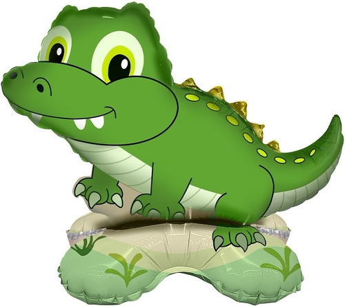 Шар фольга 48см Крокодил на подставке Воздух