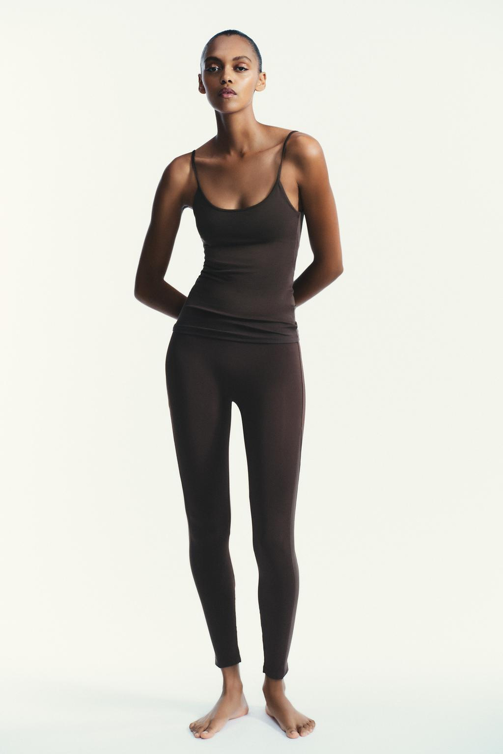 ZARA МАЙКА ИЗ ЛИОЦЕЛЛА, КОРИЧНЕВЫЙ