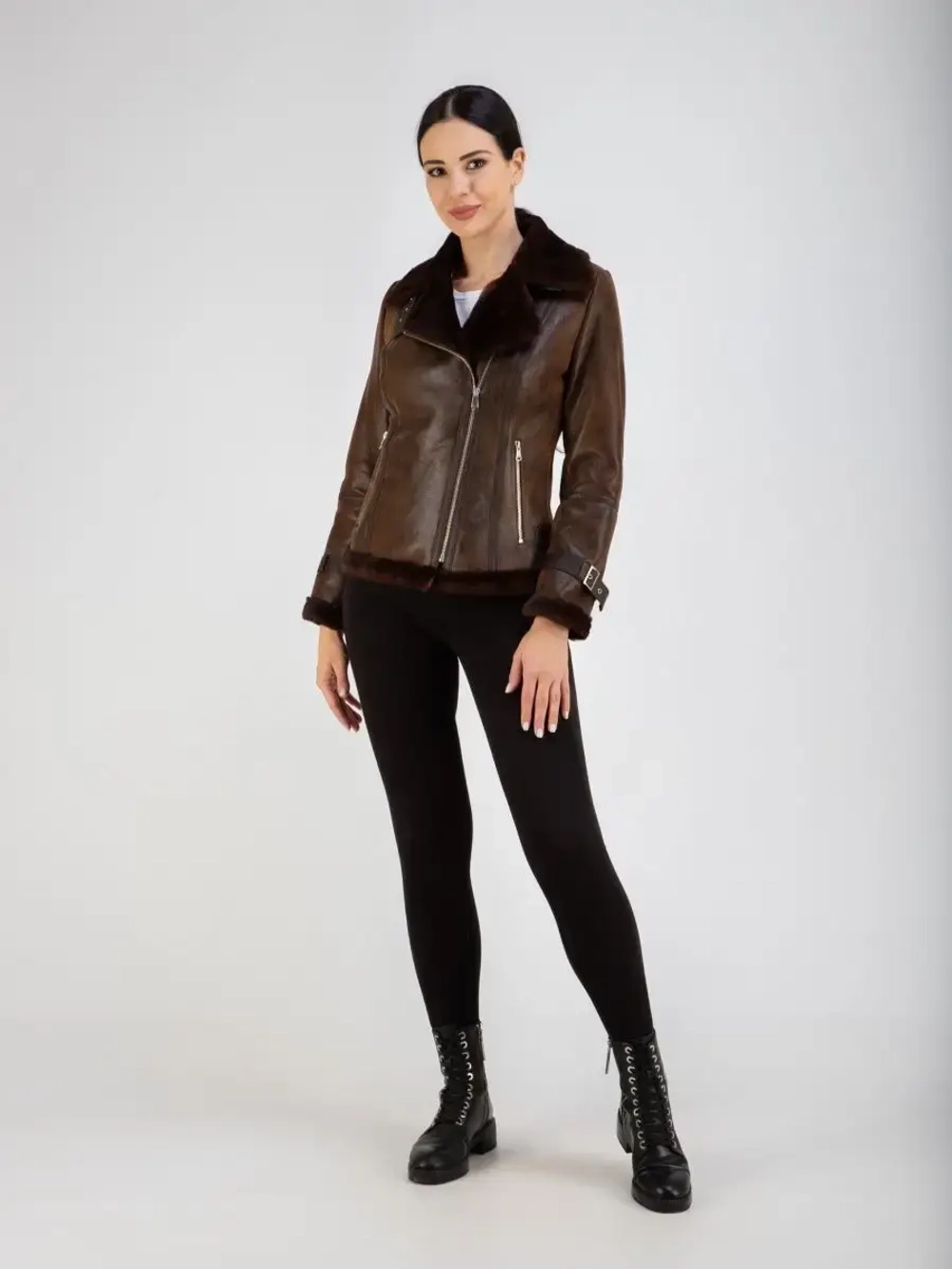 Дубленка авиатор натуральная короткая Турция