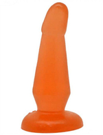 Гелевая изогнутая анальная пробка (оранжевый) 35х130 мм (Цвет: оранжевый)