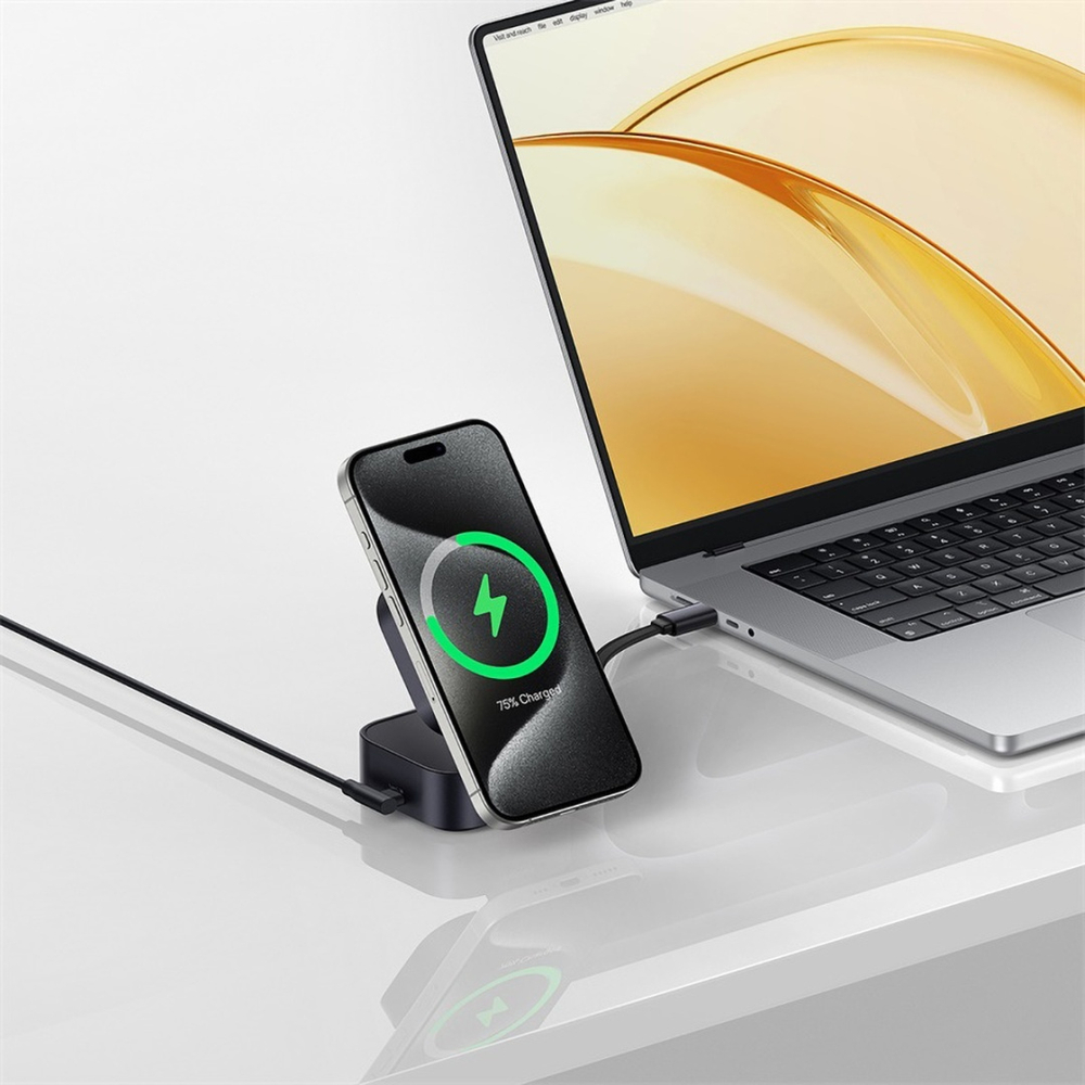 Зарядное устройство Baseus PicoGo 2-in-1 Qi2 15W + USB-C 67W USB Type-C черный