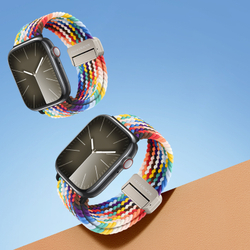 Эластичный ремешок разноцветный (Rainbow) от Dux Ducis для смарт часов Apple Watch размером 42, 44, 45, 46, 49MM, серия Strap (Mixture Pro Series)