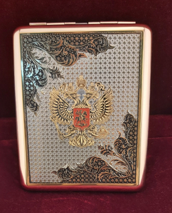 Портсигар "Герб РФ" №2 двусторонний на 20 сигарет