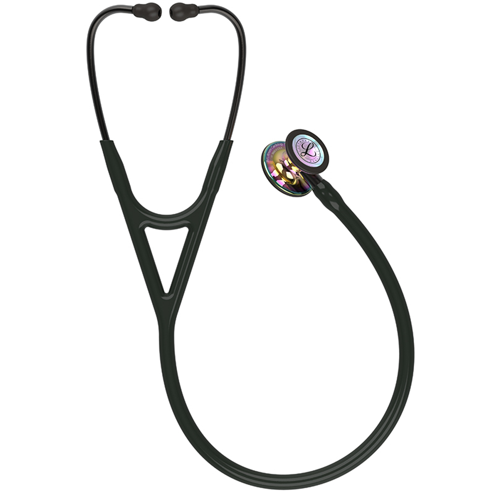 Стетоскоп Littmann Cardiology IV, черный, радужная акустическая головка, дымчатый ствол (6240)