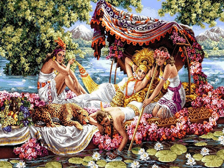 Гобеленовая картина "D. ЗАБАВЫ КЛЕОПАТРЫ" в багетной раме, Россия.