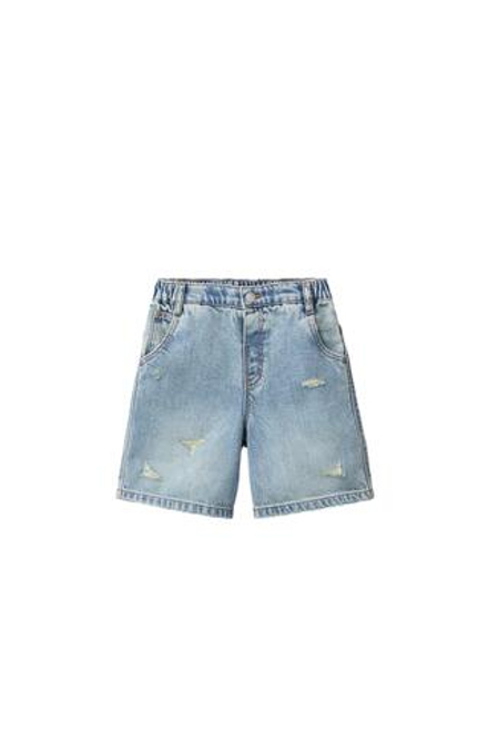 ZARA ДЖИНСОВЫЕ ШОРТЫ С РАЗРЕЗАМИ, ВЫЦВЕТШИЙ СИНИЙ