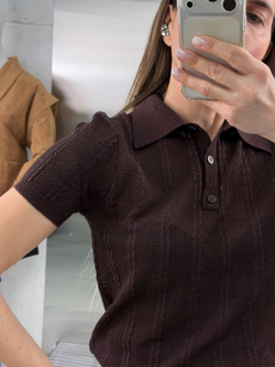 Футболка-поло женская арт. 0201 цвет "шоколадный"