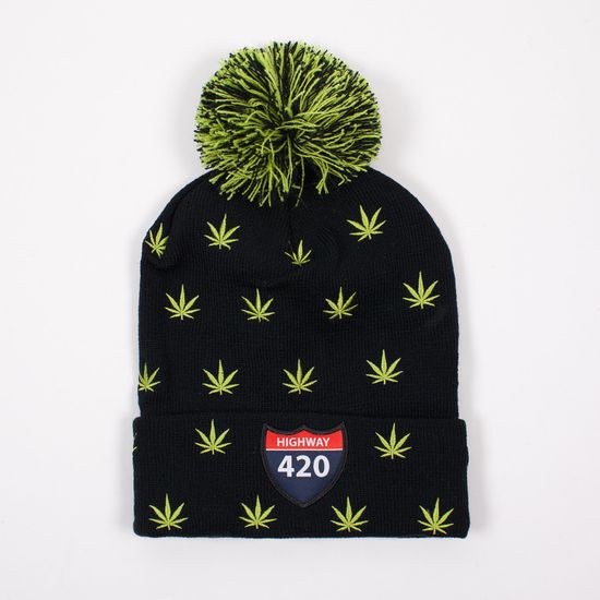 Шапка TRUESPIN Weedy Pom Beanie Black/Green