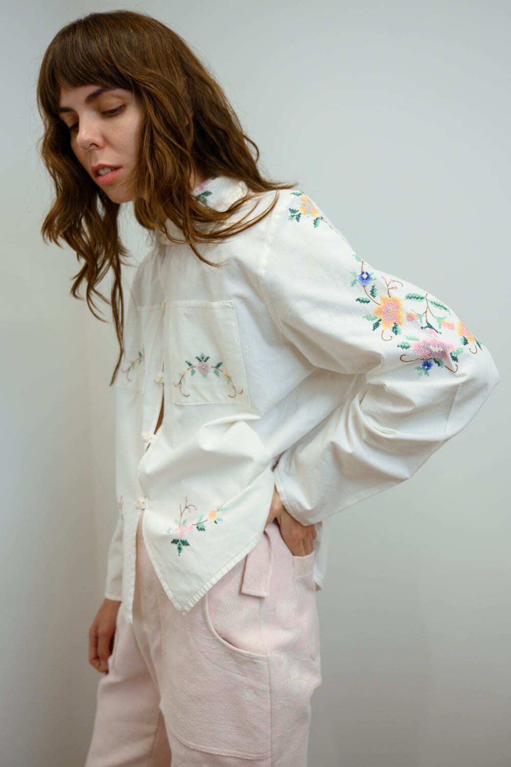 Рубашка Soeurs с Тонкой Вышивкой Крестиком белая