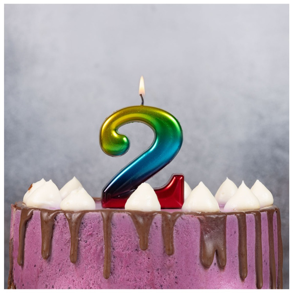 Свечи-цифры Радуга 8 см