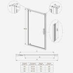 Душевая дверь Veconi Ottimo P30 B, 700x1900, черный матовый, стекло прозрачное