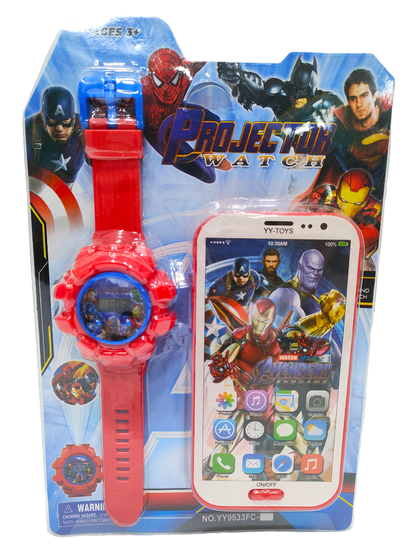 Набор 2 в 1 " Мстители " часы проектор + смартфон