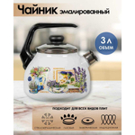 Чайник сталь, эмал, 3 л, свист, руч консоль, СтальЭмаль, Горная лаванда, индукц, 4с209я