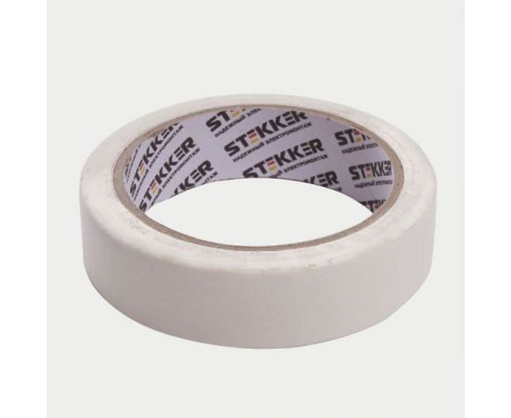 Малярная лента 24 мм, длина 40 м, на бумажной основе, белый Stekker INTP7-24-40 39154, Упаковка 9 штук