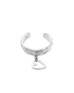 кольцо фактурное  c подвесом сердце