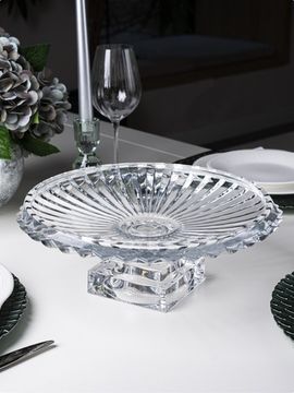 Блюдо из стекла на ножке 33х12,5 см. Oceania