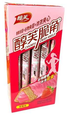 Фитнес батончик ChunFu Crisp Angle, с клубничной начинкой 22гр.