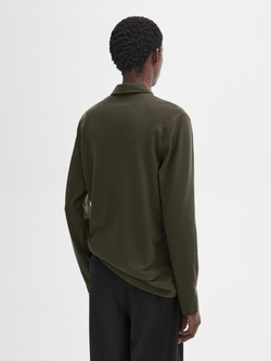 Massimo Dutti Поло с пуговицами, зеленый