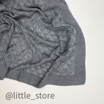 Плед вязаный Ажурный, Графит