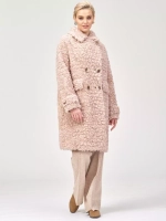 Шуба из шерсти мериноса чебурашка, розово-бежевая, SilverFox (арт. S1160rm05bz)
