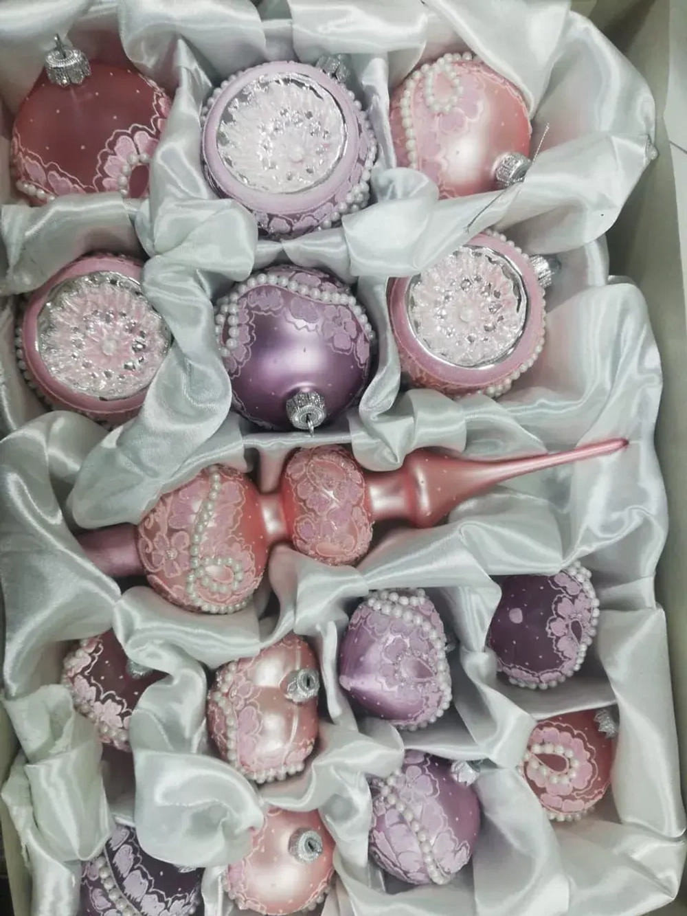 Набор стеклянных шаров Ягодный зефир, 13 предметов, лиловый, Витус (878/6/3)