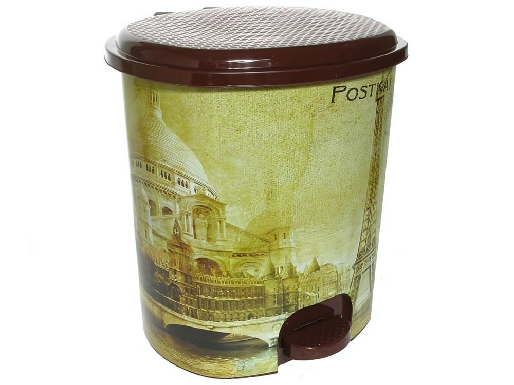 Ведро 12л с педалью "Париж" темно-коричневое