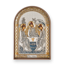 Св. Троица, икона арочная, пластик коричневый 62x88
