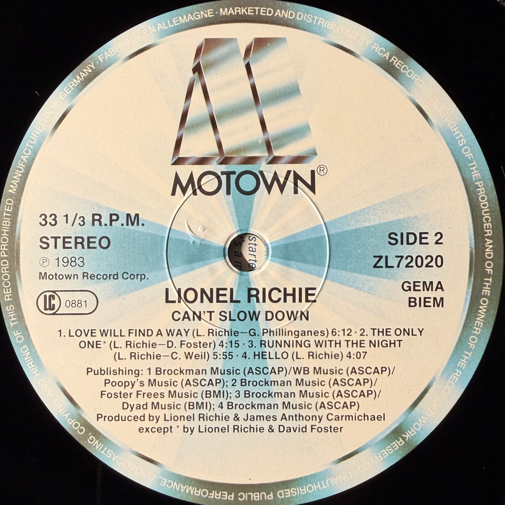 Lionel Richie - Can't Slow Down (Германия 1983г.)