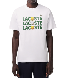 Теннисная футболка Lacoste Heavy Cotton Tennis Ball Print T-Shirt - white