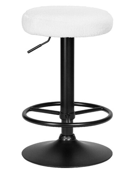 Табурет барный DOBRIN TEDDY BLACK, белый букле (13)