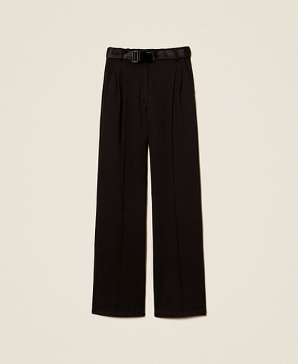 TWINSET Брюки со стрелками и атласным ремнем