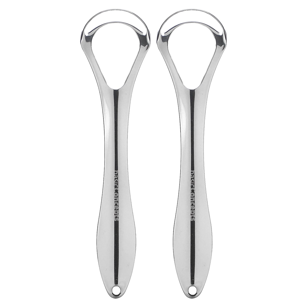 basicConcepts, скребки для языка из высококачественной стали, 2 шт.