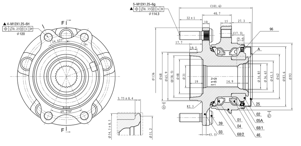 Ступица передняя в сборе R NISSAN Teana (J32) 08 mot.2.5L GANZ GIK05041