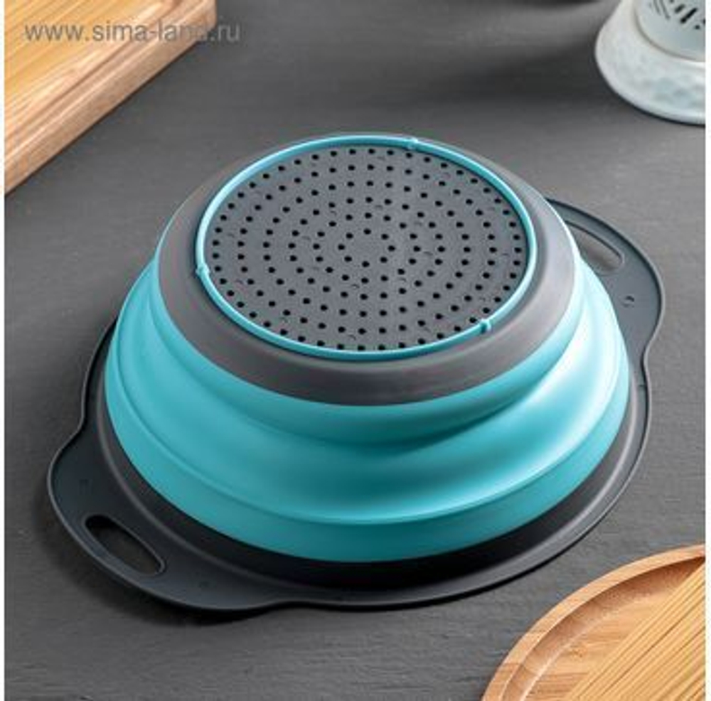 Набор дуршлаг силиконовый, складной, кухонный аксессуар для мытья фруктов и овощей, стильный,  2 шт (диаметр 22/9), красный