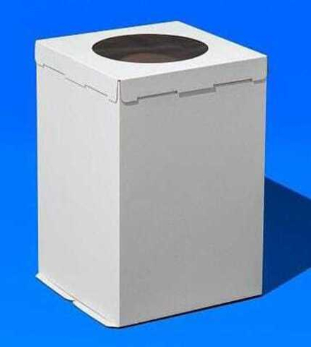 Коробка для торта белая с окном 30х30х45 см