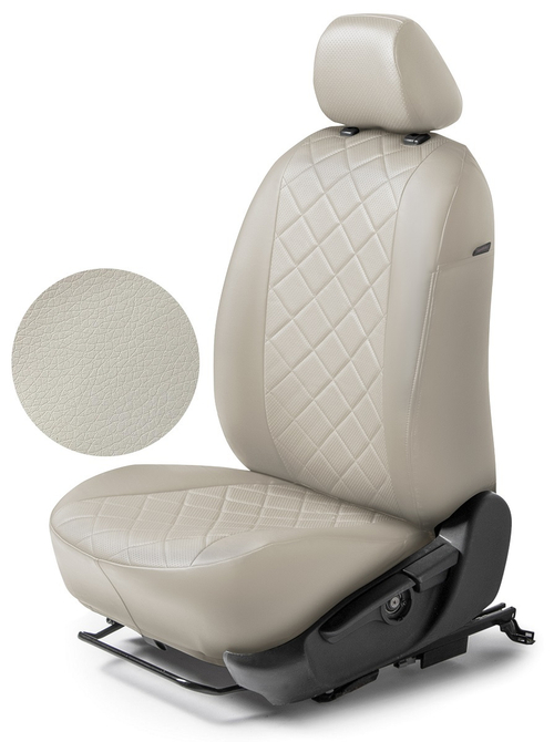 Авточехлы Rival Ромб (зад. спинка 40/60) для сидений Hyundai Tucson III 2015-2020, эко-кожа, бежевые, SC.2304.2B