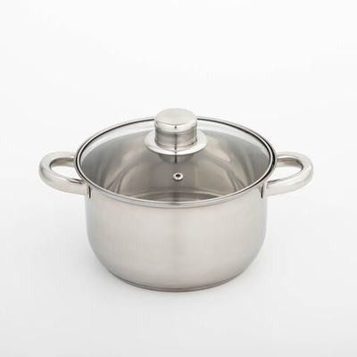 Кастрюля из нержавеющей стали с крышкой «Классика» (объем 2,2 литра) (Цвет: не задано)